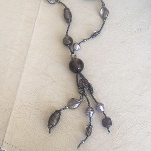 Parisian statement necklace in grey glass